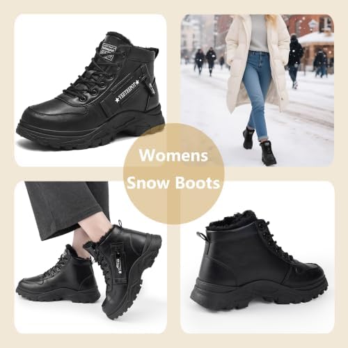 Womens Snow Boots Warm Winter Shoes Lace Up Ankle Booties