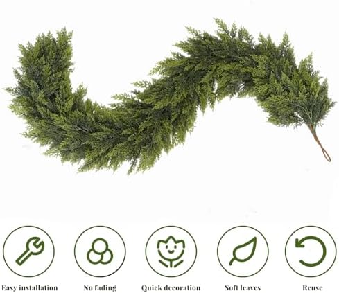 LVZHIYUAN 2 Pcs 6FT Christmas Garland,Real Touch Cedar Garland