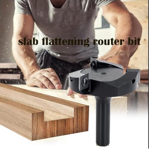 Slab Flattening Router Bits 1/2 Shank, 2-3/8" Cut Diameter, 12*12*1.5mm Carbide Insert, for CNC Spoilboard Surfacing/Planing/Flycutter/ Slab Leveler/Rabbeting