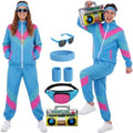SOMSOC 80s Tracksuit for Men Women Halloween Costume Retro Windbreaker Set Neon 90s Outfit Couple Jogger Suit