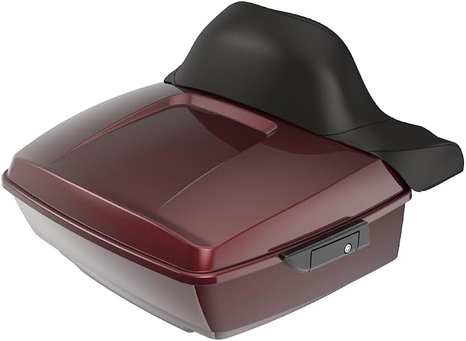Advanblack Road Glide Tour Trunk Pack Mysterious Red Sunglo King Tour Trunk Pack Luggage +Wrap-Around Backrest Pad for '97-'25 Harley Touring Road King Street Glide Electra Glide CVO models