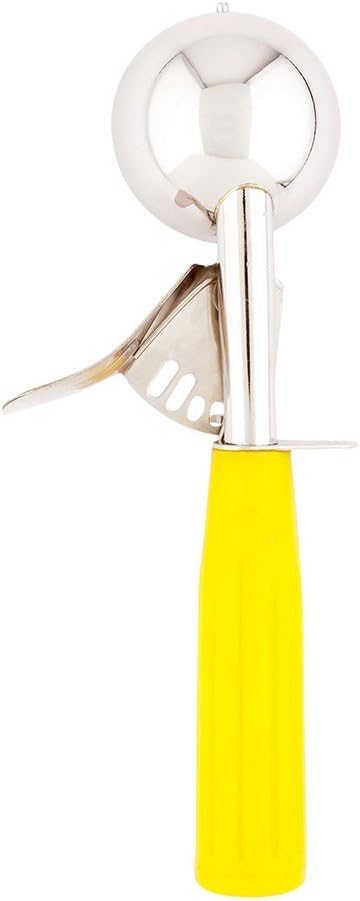 Restaurantware Met Lux 2 Ounce Portion Scoop 1 Trigger Release Cookie Scoop - With Yellow Handle Stainless Steel Disher For Portion Control Scoop Cookie Dough Cupcake Batter Or Ice Cream