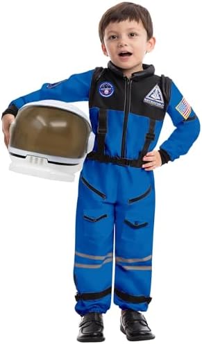 Spooktacular Creations Astronaut Costume with Helmet, Space Suit for Toddler, Kids Astronaut Halloween Costume for Cosplay