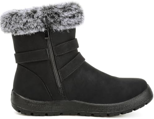 Womens Snow Boots Leather Winter Warm Boots Platform Ankle Booties