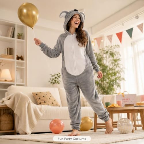 Snug Fit Unisex Adult Onesie Pajamas, Flannel Cosplay Animal One Piece Halloween Costume Sleepwear Homewear
