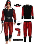 Men’s Pirate Costume Set, 8-Piece Renaissance Medieval Outfit Accessories