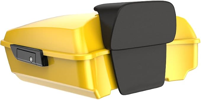 Advanblack Road Glide Tour Trunk Pack Chrome Yellow Chopped Tour Trunk Pack Backrest Pad for '97-'25 Harley Touring Road King Street Glide Electra Glide CVO models