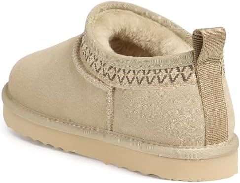 Litfun Genuine Suede Mini Boots for Women Faux Fur Lined Winter Ankle Boots