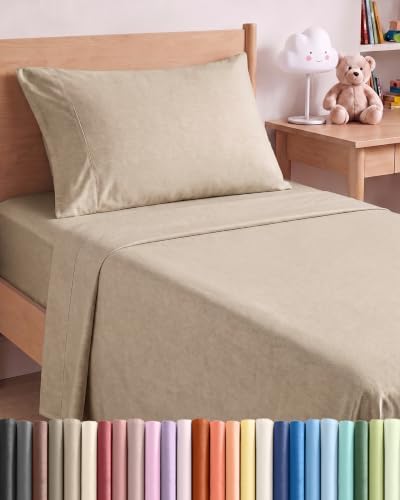 Twin XL Size 3 Piece Sheet Set - Breathable & Cooling - Heathered Beige