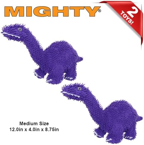 MIGHTY® 2 Pack Microfiber Medium Brachiosaurus Dog Toys | Ultra Durable Plush Toy with Multiple Layers & Reinforced Seams , Washable and Floats , Mighty® Construction