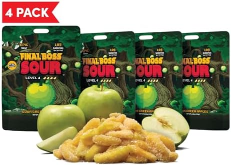 Final Boss Sour Fruit Candy, Green Apple, Level 4, 4 Pack