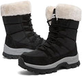 Womens Snow Boots Winter Fur Lined Waterproof Walking Boots Lightweight Outdoor Ankle Boots Ladies Warm Shoes Anti-Slip Mid Calf Boots