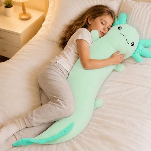 Tezituor Axolotl Stuffed Animal Plush Body Pillow Teen Girls Gift, 48 inch