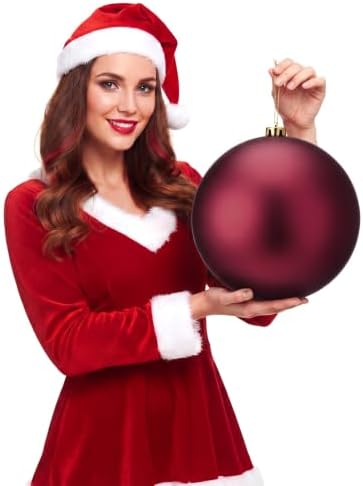 Threan 8 Inch Burgundy Matte Large Christmas Ball Ornament