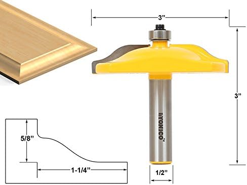 YONICO Raised Panel Cabinet Door Rail and Stile Router Bits Set 4 Bit Round Over-Ogee 1/2-Inch Shank 12432