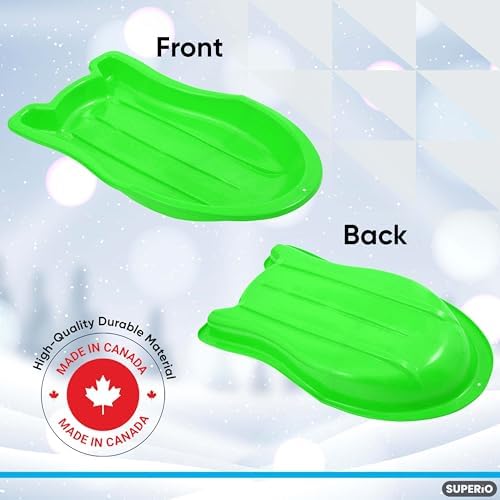 Superio Toboggan Snow Sled- 37” Plastic Slider for Kids and Adults- Heavy Duty Sled for 1 Rider with Pull Ropes for Downhill Sledding, Winter Outdoor Sports