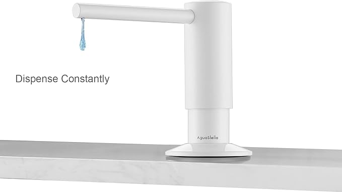 AguaStella ASF026W Bulit in Soap Dispenser Shiny White for Kitchen Sink with Soap Bottle Countertop Pump