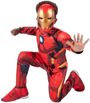 Marvel Iron Man Official Youth Halloween Costume - Premium Quality Padded Jumpsuit with Plastic Mask