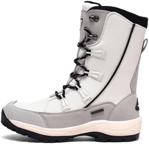 ROCKMARK Mens Winter Mid-Calf Snow Boots Fur Lined Warm Waterproof Slip On Outdoor Athletic Snow Boots