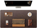YSAGi Genuine Leather Desk Mat, 35.4"X17" Office Desk Pad, Thick Premium Table Pad with Stitched Line, Non-Slip Laptop Writing Pad with Rubber Base (Dark Brown, 35.4"x17")
