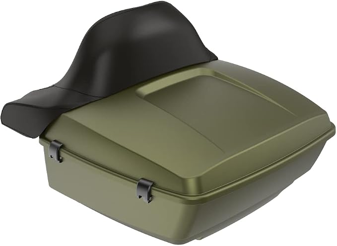 Advanblack Road Glide Tour Trunk Pack Mineral Green Denim King Tour Trunk Pack Luggage +Wrap-Around Backrest Pad for '97-'25 Harley Touring Road King Street Glide Electra Glide CVO models