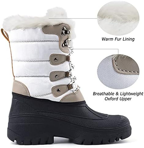 Knixmax Women's Waterproof Mid-Calf Winter Snow Boots US 6-11