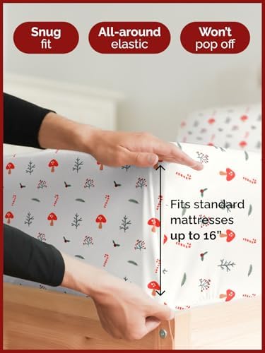 Christmas Sheet Set, Season Greetings, Holiday Xmas Bedding Set - Twin Size