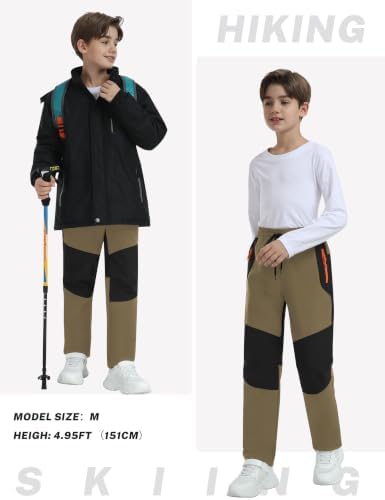 MoFiz Boys Snow Ski Pants Fleece Waterproof Winter Outdoor Hiking Pants
