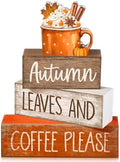 Lineshading 4 Pcs Fall Coffee Table Decor for Home, Wooden Hot Cocoa Signs