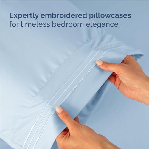 Full Size 4 Piece Sheet Set - Comfy Breathable & Cooling Sheets - Sky Blue