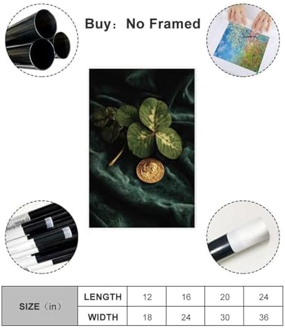 JDBeehpy (Unframed, Canvas Only Wall Art Canvas Retro Lucky Coin Clover Lucky Irish Blessing Gift Minimalist Room Bedroom Poster Saint Patrick Decoration 20x30inch(50x75cm)