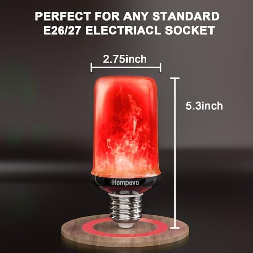 Hompavo Upgraded Flame Light Bulbs for Halloween Decorations, 4 Modes E26