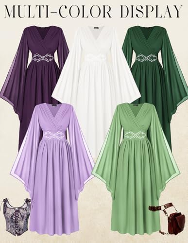 Scarlet Darkness Women's Renaissance Costume V Neck Medieval Fairy Dresses