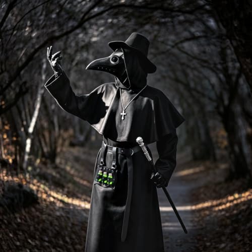 Plague Doctor Costume, 12-in-1 Plague Doctor Mask and Robe Set
