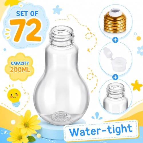 Tessco for you 1 Pcs 6.8 oz/ 200 ml Plastic Light Bulb Jars, Gold