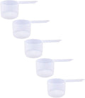90cc Long Handle Measuring Scoop (6 Tablespoon / 3 oz / 90mL) - Heavy-Duty Plastic Spoon for Powders, Protein, Coffee, and Pet Food, 5-Pack