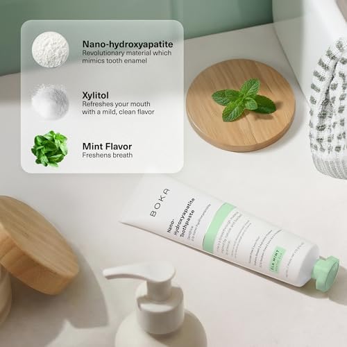 Boka Ela Mint, Whitening & Sensitive - Fluoride Free, Nano Hydroxyapatite Toothpaste for Tooth Sensitivity & Protection