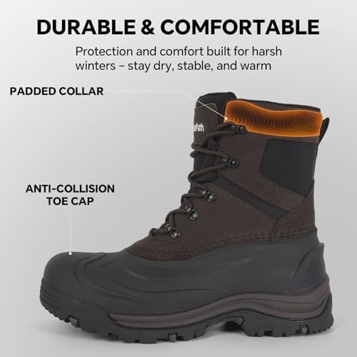 Men's Snow Boots, Waterproof Leather Winter Boots for Men