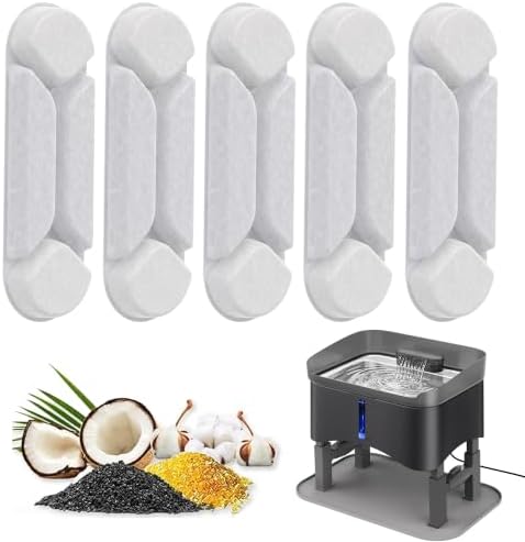 5 Pcs Replacement Filters for 11L Elevated Dog Water Fountain
