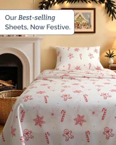 Christmas Sheet Set, Holiday Sweets, Holiday Xmas Bedding Set - Twin Size