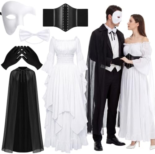 Unittype 6 Pcs Opera Costume Halloween Couple Costume Dress Cape