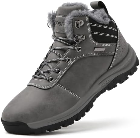 TSIODFO Men's Waterproof Snow Boots Leather Hiking Boot