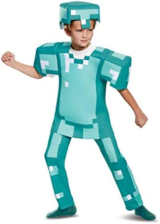 Disguise Kid's Deluxe Minecraft Armor Costume | Child Minecraft Diamond Armor for Boys & Girls | Minecraft Cosplay Outfit