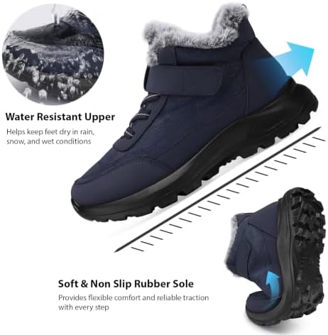 SHIBEVER Snow Boots Women Warm: Winter Fur Lined Ankle Booties