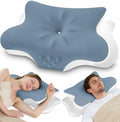 Cervical Neck Pillow for Pain Relief – Ergonomic Memory Foam Pillow for Side Sleeper Contour Orthopedic Bed Pillow for Neck Support with Cooling Cover – Ideal Christmas Birthday Gift - Dark Blue