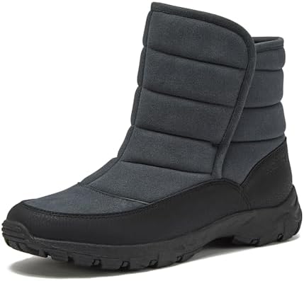 Lands' End Expedition Quilted Slip On Mens Snow Boots Insulated Winter Boots for Men Waterproof with Hook & Loop Closure, Medium or Wide Width Winter Shoes