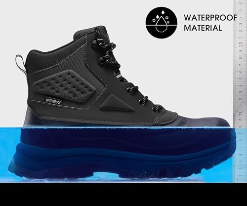 Coostar Mens Winter Boots Insulated Waterproof Snow Boot