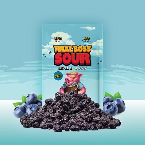Final Boss Sour Fruit Candy, Sour Blueberries, Level 1, 10 Pack