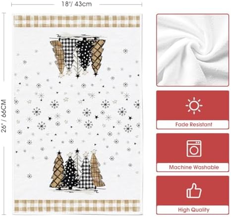 Artoid Mode Brown Snowman Christmas Kitchen Towels Set of 4 18x26 Inch