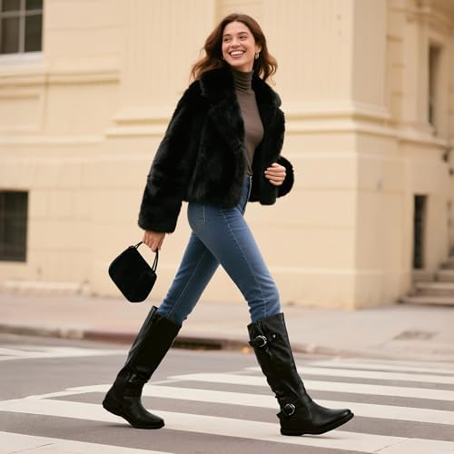 DREAM PAIRS Women's Faux Fur-Lined Knee High Winter Boots Fall Tall Boots